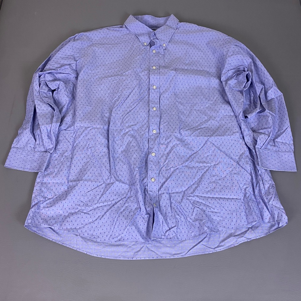 Kirkland Signature Dress Shirt Mens 20 34/35 Traditional Fit Non-Iron Blue Dot